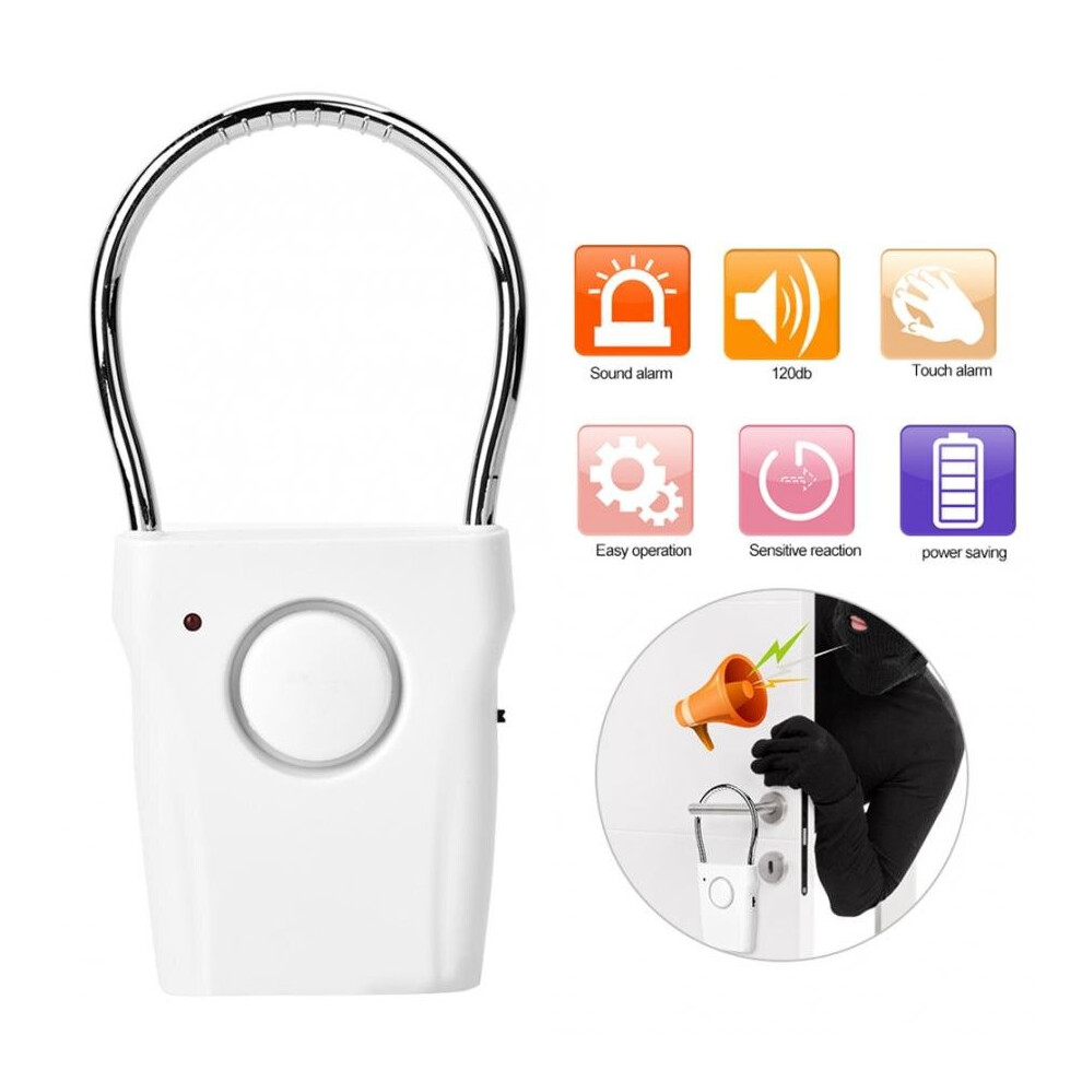 120Db Portable Door Sensor Alarm Door Handle Alarm Touch Alarm Anti-Theft Door Security Siren Hotel Safety Door Stop Alarm 5063131310467