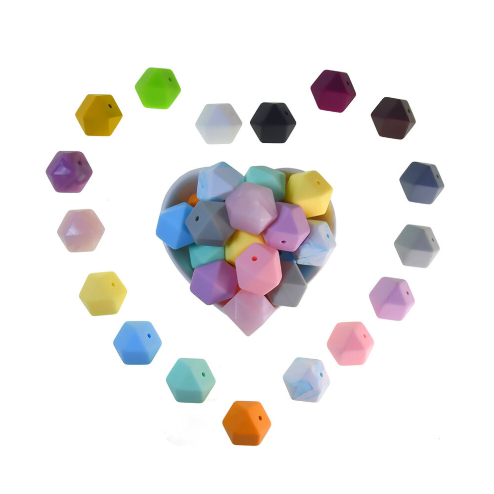 Wejoy Mabochewing 10Pcs 17Mm Hexagon Chew Teething Bead Food Grade Bpa Free Soft Silicone Beads Baby Teethers Pacifier Jewelry Making