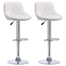 2Pcs/Set Lounge Chairs Bar Chair PU Leather Bar Stool Lift Height Adjusted Swivel Leisure Home Office Kitchen Backrest Chair HWC
