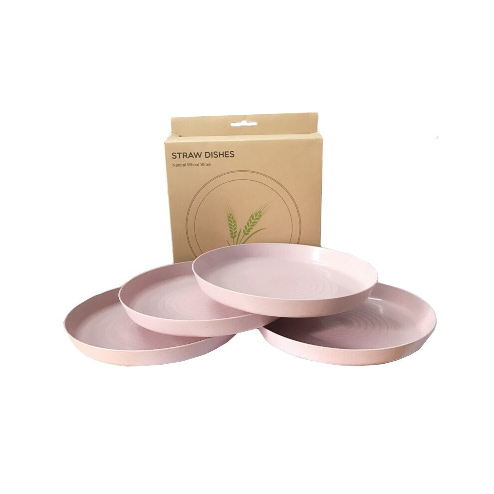 Wejoy 4Pcs Pink Kitchen Wheat Straw Tableware Reusable Household Dishware Kids Adult Spoon Fork Cup Salad Soup Bowl Plate