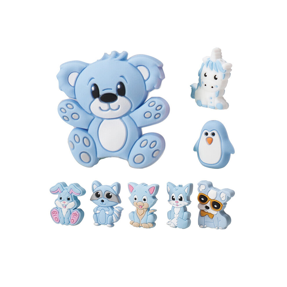 Wejoy 10Pcs Silicone Beads For Pacifiers Silicone Baby Teething Beads Pacifier String Beads Bulk Koala Unicorn Bear Raccoon Bulldog