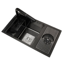 Hidden Cup Washer Sink Nano Bar Coffee Shop MilkTea Shop Western Kitchen Mini Handmade Basin Single Slot Cabinet With Sinks