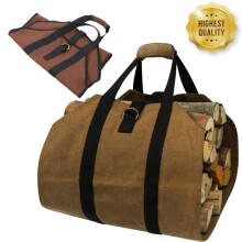2pcs Firewood Canvas Storage Bag Outdoor Camping Wood Log Carrier Match Dark Brown Bag Package Outdoor Tote Home Kitchen Supply