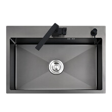 Black kitchen sink above counter or udermount vegetable washing basin sink kitchen black stainless steel seamless welding pia