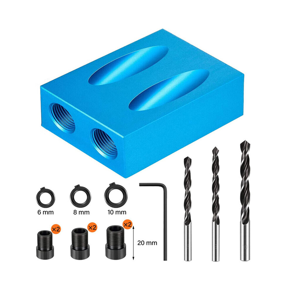 Woodworking Oblique Pocket Hole Locator Jig Kit 15 Degree Angle Drill Guide Set Hole Puncher Diy Carpentry Tools Drill Bits 5063131287837