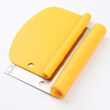 NanaHome Bench Scraper for Baking, Stainless Steel Dough Scraper/Cutter/Chopper and Flexible Plastic Bowl Scraper Set - Pastry,