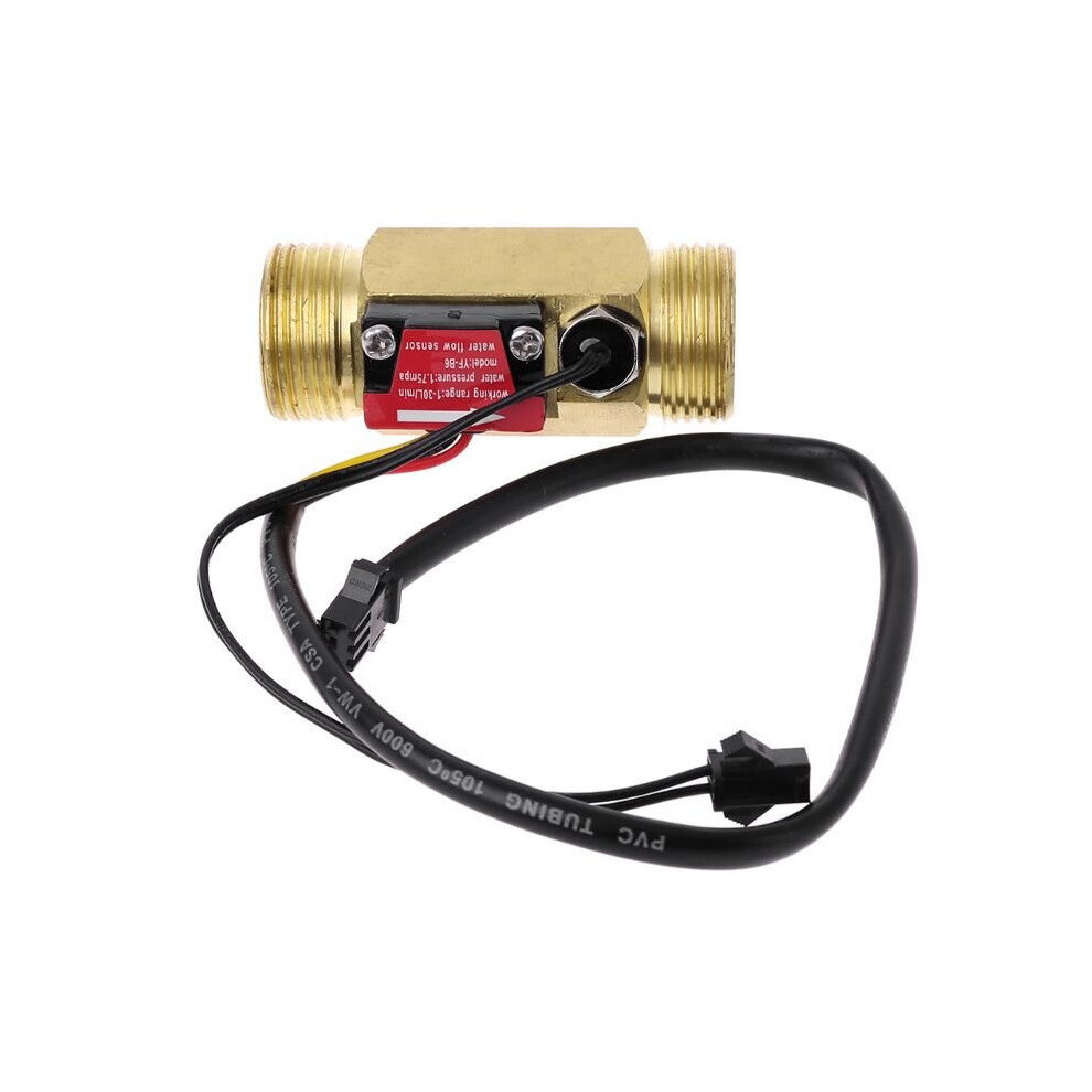 G3/4" Flow Sensor Water Flow Switch With Temperature Detection For Turbine Liquid Sensor Copper Shell Hall Flow Meters 5063131271836