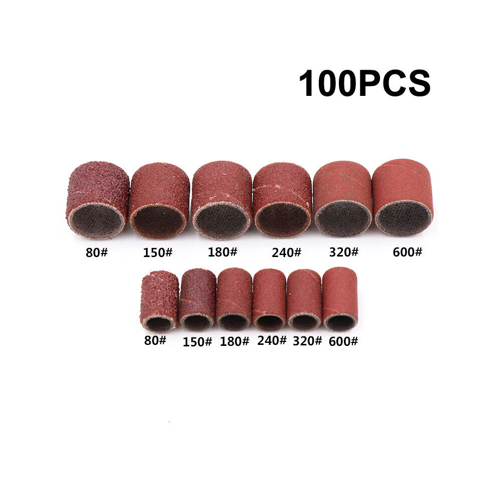 Urann 100Pcs Grit 80 150 180 240 320 600 Sanding Sandpaper Circle Nail Art Sanding Bands File Dremel Accessories Rotary Tool 5063131284768