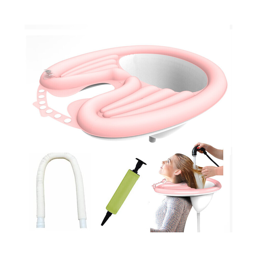 Wejoy Pink Inflatable Hair Washing Basin Portable Pvc Foldable Shampoo Basin For Pregnant Women Elderly Patient Quickly Inflated Deflated