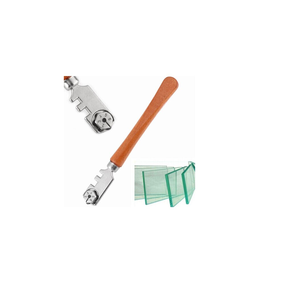 Multifunctional Portable Six-Wheel Glass Cutter Round Handle High-Strength Roller Mahogany Round Flat Cutting Tool 5063131281354