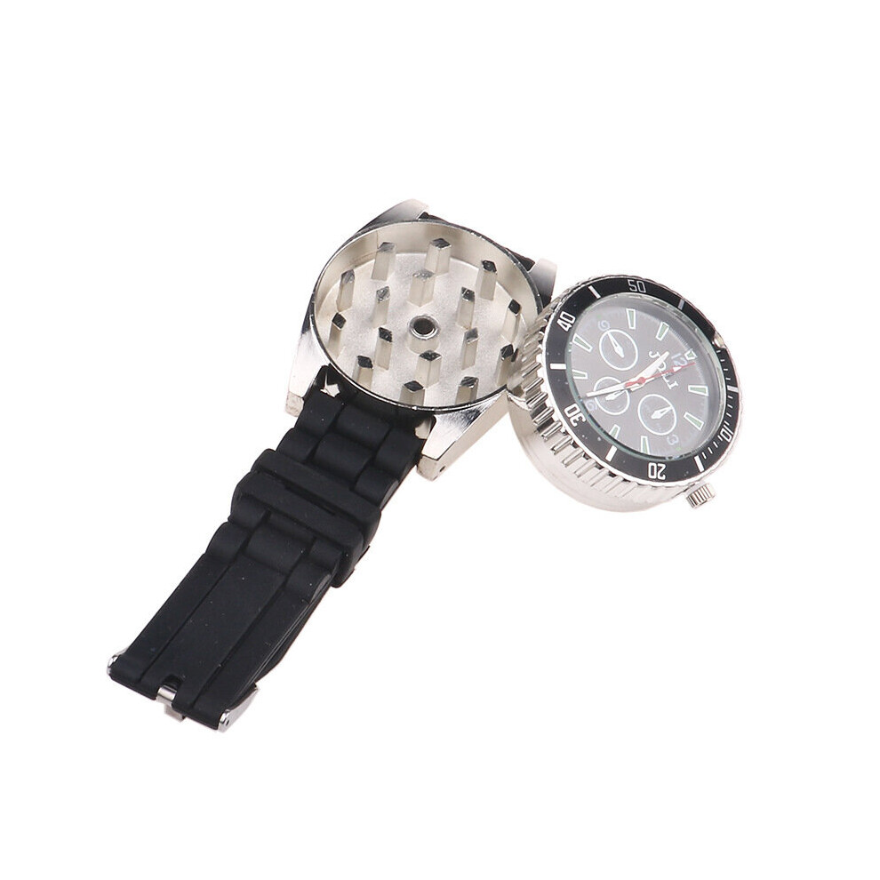 Wejoy Black Watch Grinder Zinc Alloy Herb Spice Tobacco Grinder Cigarette Crusher Wristwatch Smoking Set Men Gift