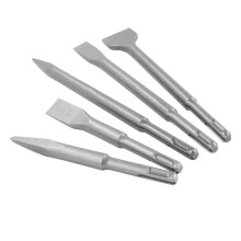 5pcs/Set SDS PLUS Chisels Set Breaker Hammer Point/Groove/Flat Chisel Masonry Tools Set Break Concrete Brick Wall Drilling