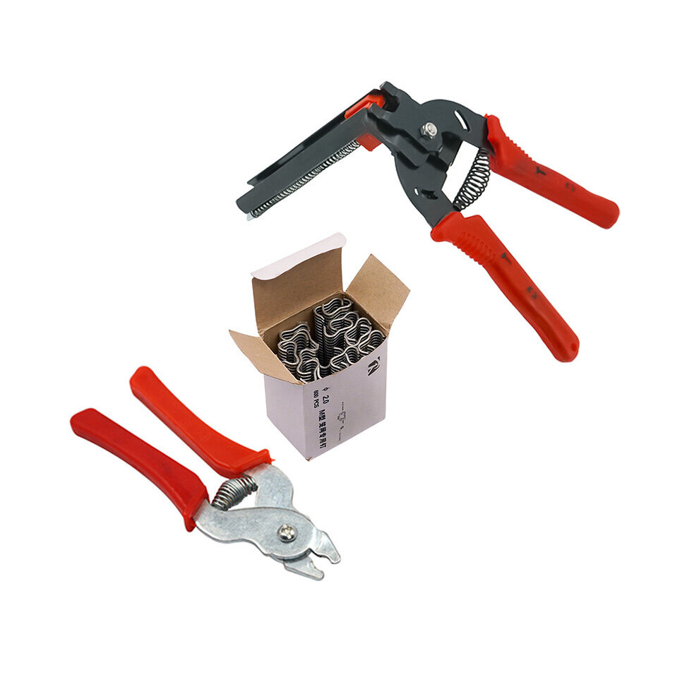 Hog Ring Plier Tool And 600Pcs M Clips Staples Chicken Mesh Cage Wire Fencing Caged Clamp Rabbit Cage Fixing Forceps 5063131244021