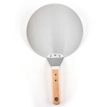 Pizza Peel Shovel with Wood Handle Kitchen Round Steel Blade Paddle Tray Oven Cake Pizza Transfer Bakers F2X6