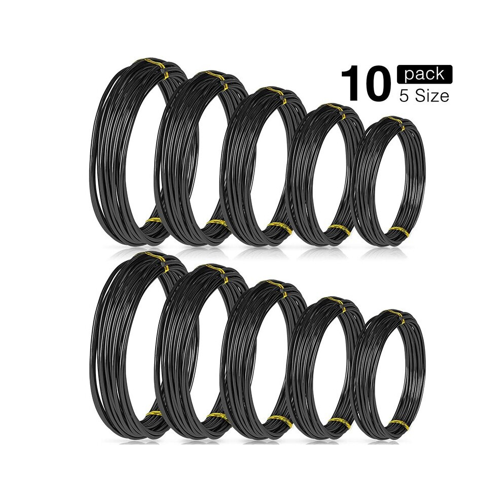 10 Rolls Bonsai Wires Anodized Aluminum Bonsai Training Wire in 5 Sizes - 1.0 mm, 1.5 mm, 2.0 mm, 2.5 mm, 3.0 mm Black-image-OPC-PBNKNGH-NEW