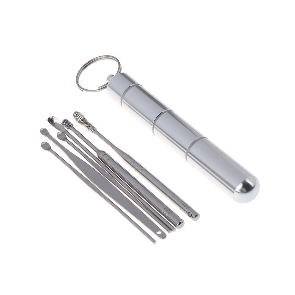 Wejoy 6 Pcs/Set Stainless Steel Spiral Ear Pick Spoon Ear Wax Removal Cleaner Multifunction Portable Ear Pick Ear Care Beauty Tools