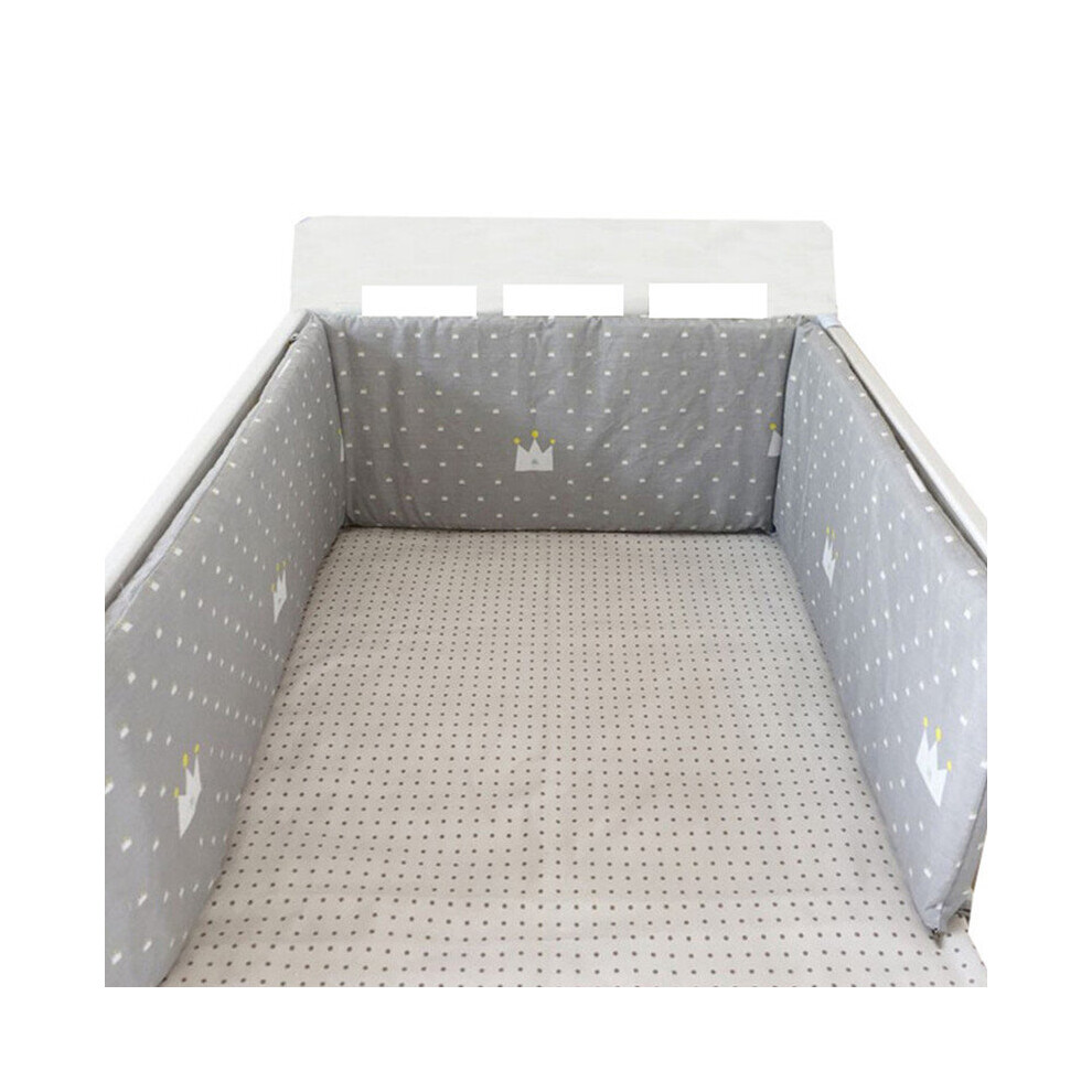 1Pcs Baby Crib Cotton Bumpers In The Crib For Newborn Cotton Linen Cot Bumper Baby Bed Protector Stars Print Kids Bedding Grey Wejoy
