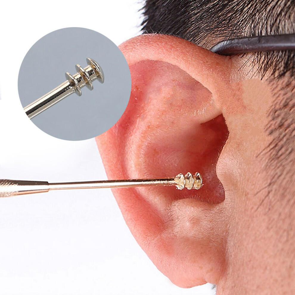 Wejoy Gold/Silver 1Pc Double-Ended Stainless Steel Spiral Ear Pick Spoon Ear Wax Removal Cleaner Ear Care Beauty Tool Portable