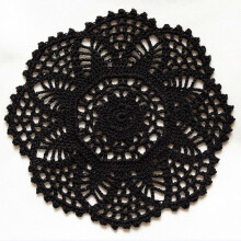 2 Pcs Doilies Black Crocheted Tablecloth Doilies Handmade Place mat 8 inches (20cm)