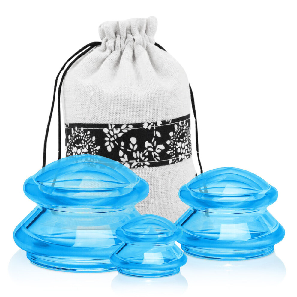 Wejoy Blue Silicone Massage Body Cups Suction Cups Ventouse Anti Cellulite Banks Chinese Vacuum Massager For Back Facial Cuppingtherapy Set