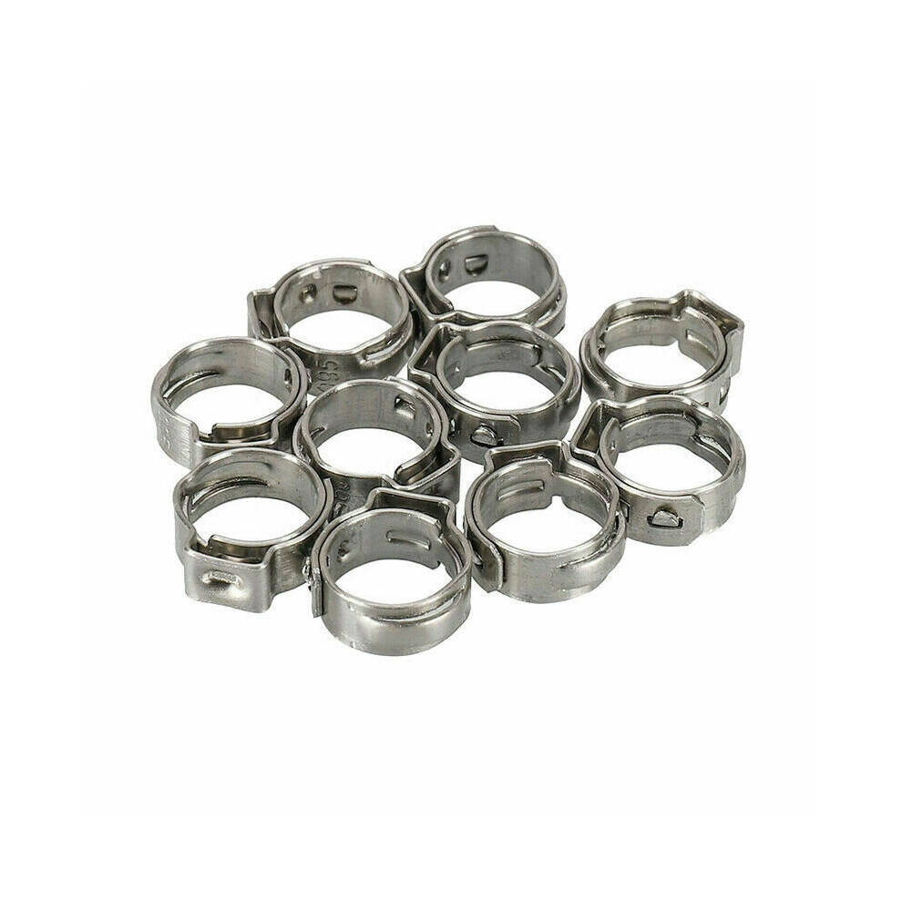 25Pcs Hose Clamps Single Ear Stepless 5.8-23.5Mm 304 Stainless Steel Hose Clamps Cinch Clamp Rings For Sealing Kinds Of Hose 5063131261660