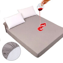 Waterproof Solid Color Mattress Protector with Elastic White/black Mattress Cover Pad Baby Fitted Sheet