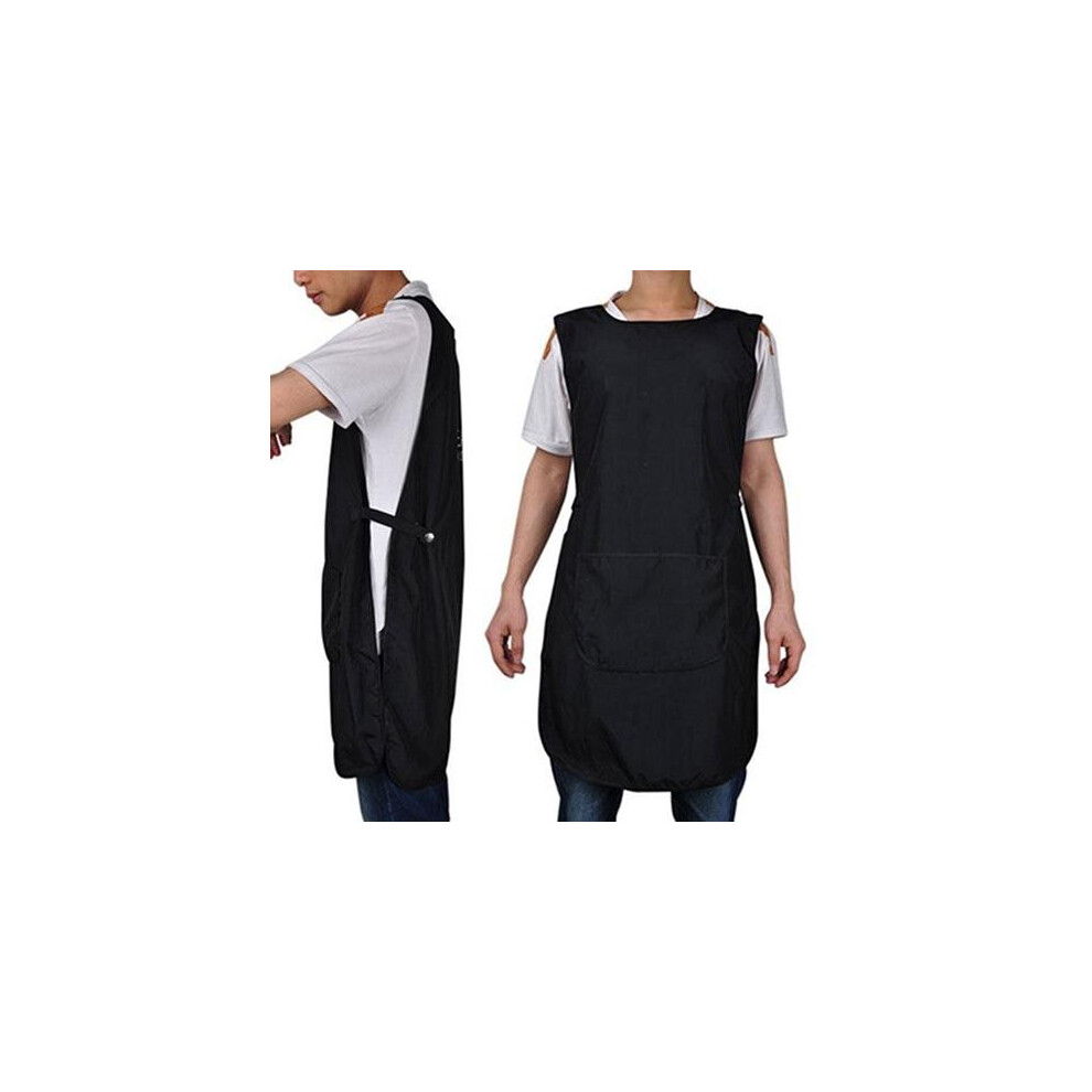 Black Sleeveless Apron With Big Capacity Pocket Front-Back Double-Sided Salon Hairdressing Cutting Apron For Barber Hairstylist 5063131152999