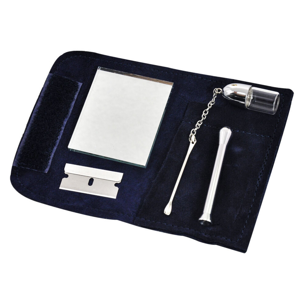 Wejoy Honeypuff Tobacco Pouch Sniffer 5-Piece Set Snuff Snorter Tube Glass Bottle Sniffer With Spoon Glass Mat Metal Blade Smoking