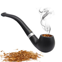 Handheld Tobacco Pipe Wooden Bent Pipe Smoking Filter Herb Grinder Portable Cleaning Smoke Pipe Cigarette Accessories Men's Gift