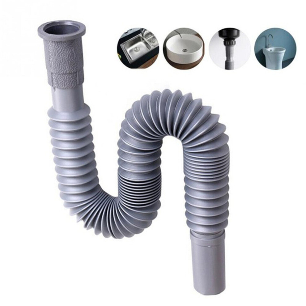 1 X Plumbing Hose 80Cm Kitchen Plastic Flexible Retractable Sink Basin Water Drain Pipe 5063131261790