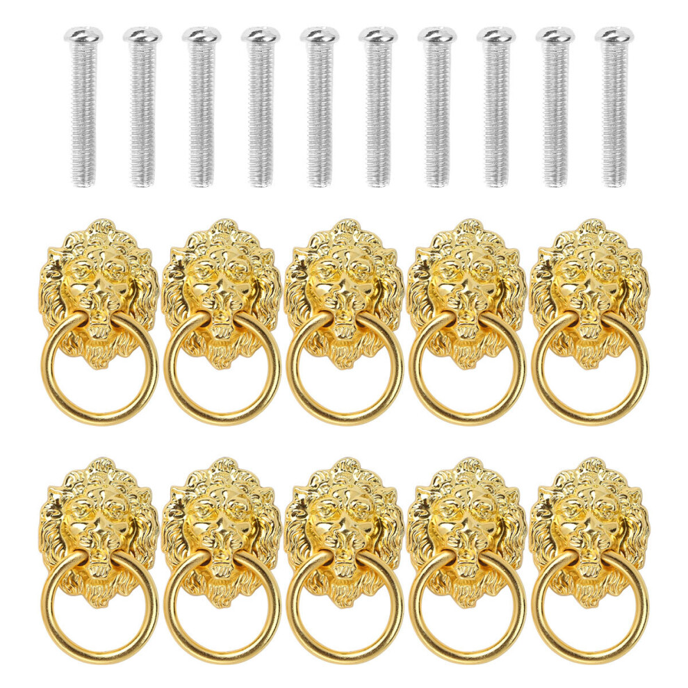 10Pcs Furniture Handles Vintage Lion Head Door Knockers Hardware Antique Furniture Door Pulls Handle Pull Handle Knob Rings 5063131204636