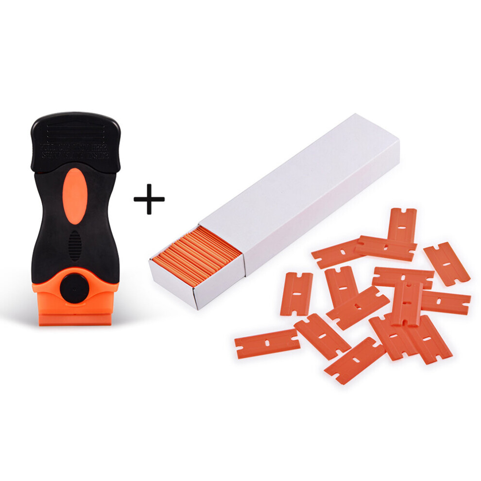 Ehdis Carbon Fiber Car Tools Vinyl Wrapping Razor Scraper +100Pcs Plastic Blade Glass Dirt Cleaning Squeegee Stickers Remover 5063131285307