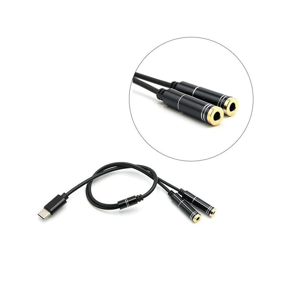 Type C To Dual 3.5 Jack Earphone Usb C To 3.5Mm Aux Double Headphone Adapter For Letv For Xiaomi Phone 5063131291551