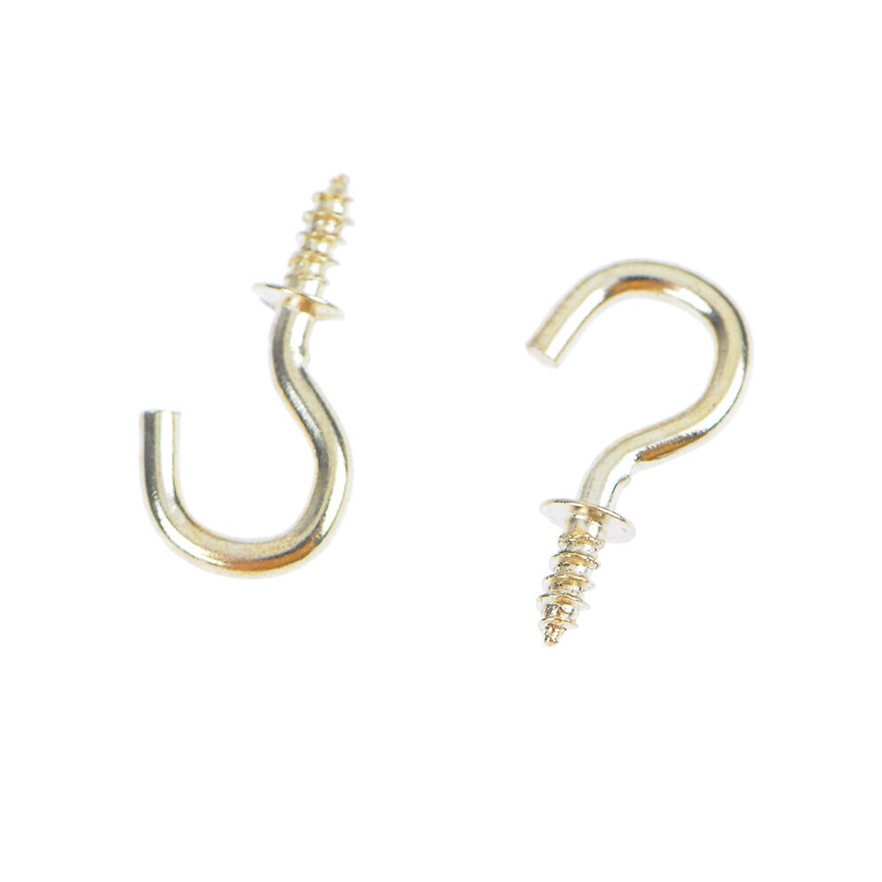 20pcs 1/2 Inches Brass Plated Cup Hooks Shouldered Screw Hanging Hat Coat Peg Hanger Home Office Hardware Hooks-image-OPC-PBNKQSQ-NEW