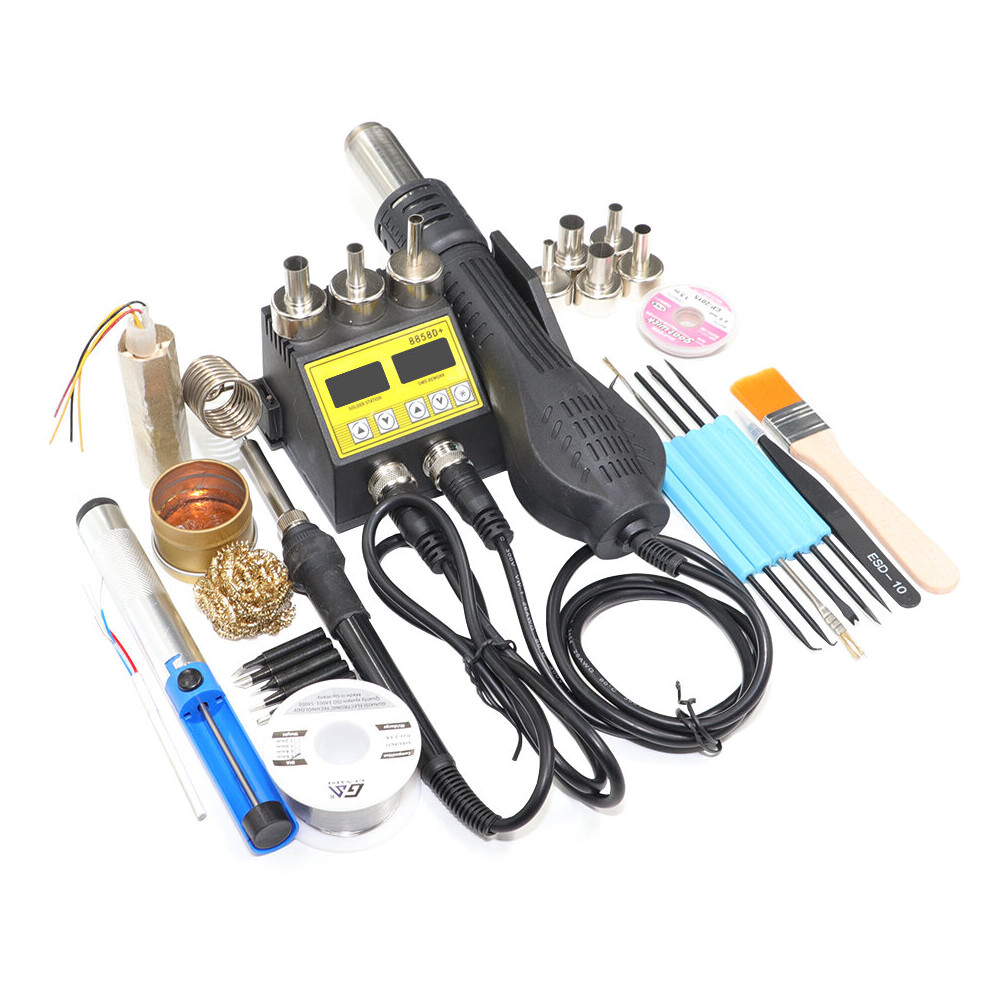 8858D+ Soldering Station Portable Digital Hot Air Gun Bga Rework Solder Station Hot Air Blower Heat Gun Desoldering Vs 8898 858 5063131241211