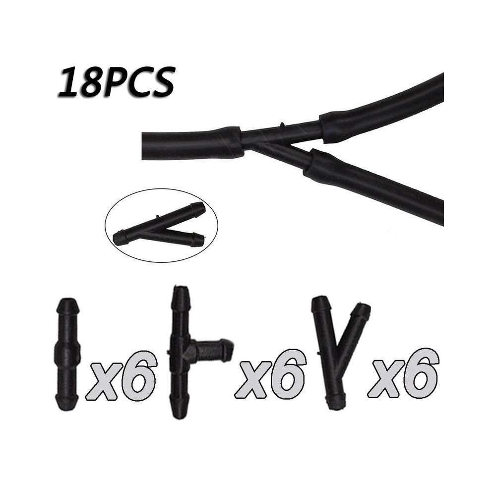 18Pcs T Y I Type Wiper Spray Pipe Joiner Car Windshield Washer Pipe Nozzle Cleaning Water Hose Tube Joint 5063131225372