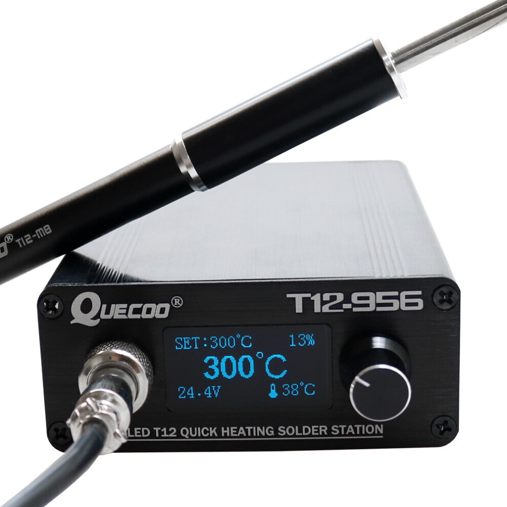 Quecoo T12-956 Soldering Digital Station Electronic Soldering Iron Oled 1.3Inch With Black M8 Handle And T12 Soldering Iron Tips 5063131241228