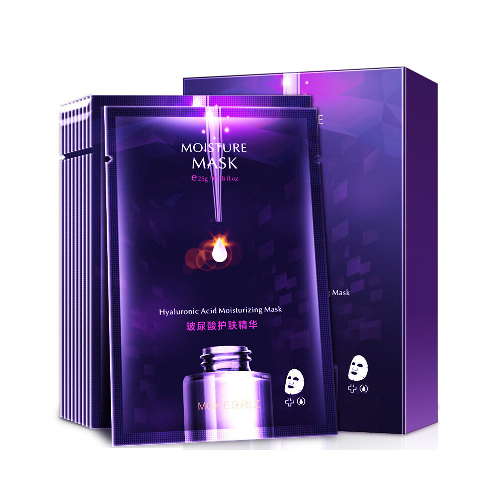 Wejoy 10 Pieces Box Package Hyaluronic Acid Facial Mask Moisturizing Hydration Water Shrinks Pores Brighten The Skin