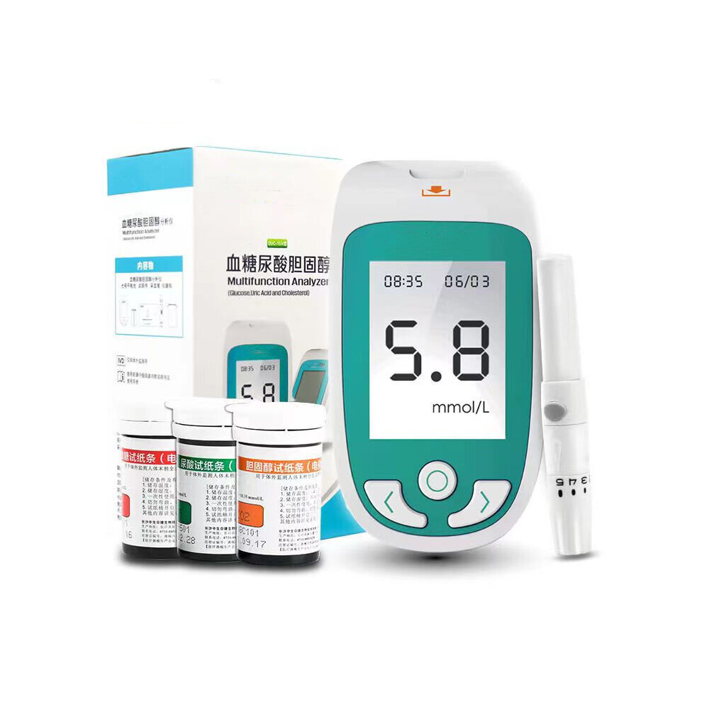 Wejoy 3 In 1 Uric Acid Analyzer Blood Sugar Glucose Total Cholesterol Test System Meter With Strips