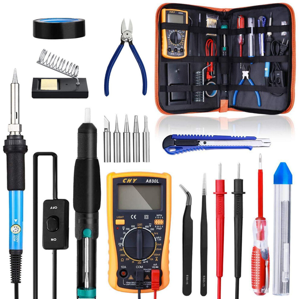 Soldering Iron Kit, 60W 220V/110V Welding Tool Adjustable Temperature Electric Soldering Iron Set Welding Solder Station 5063131285505