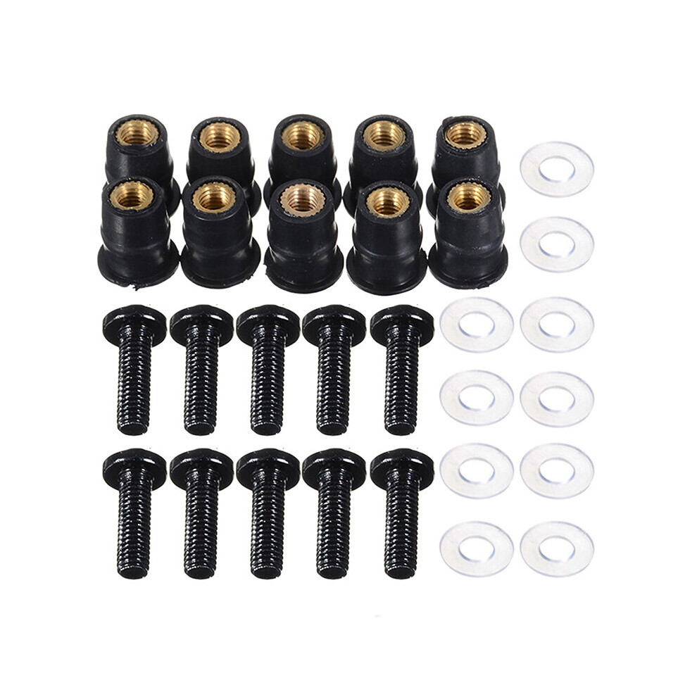 10Pcs M5x16mm Motorcycle Windscreen Windshield Bolts Screws Nut Fastener For Honda Suzuki Yamaha Kawasaki 5063131252286