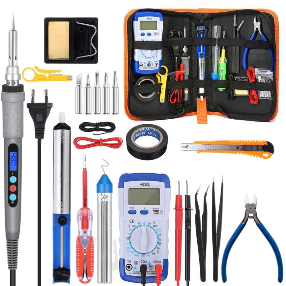 110V/220V 60W/80W/90W Electric Soldering Iron Multimeter Temperature Desoldeirng Pump Welding Tool With 5Pcs Soldering Tips Tool 5063131285468