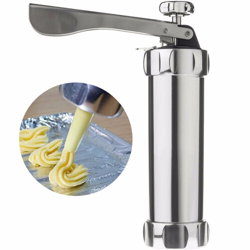 Biscuit Press Set Cookie Maker Machine Kit Stainless Steel 20 Discs 4 Icing Tips Spritz Dough Biscuits Making Tools xqmg Cookie 1