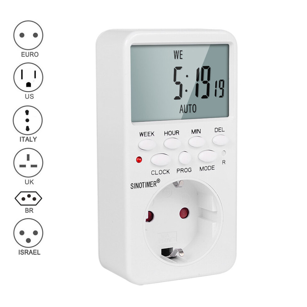 Eu Uk Br Plug Outlet Electronic Digital Timer Socket With Timer 220V Ac Socket Timer Plug Time Relay Switch Control Programmable 5063131980790