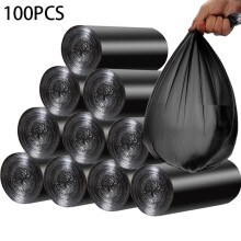 100 Pcs Housework Disposable Plastic Trash Bags Home Storage 5-7 L Kitchen Black Thickening Privacy Pet Waste Bag Biodegradable