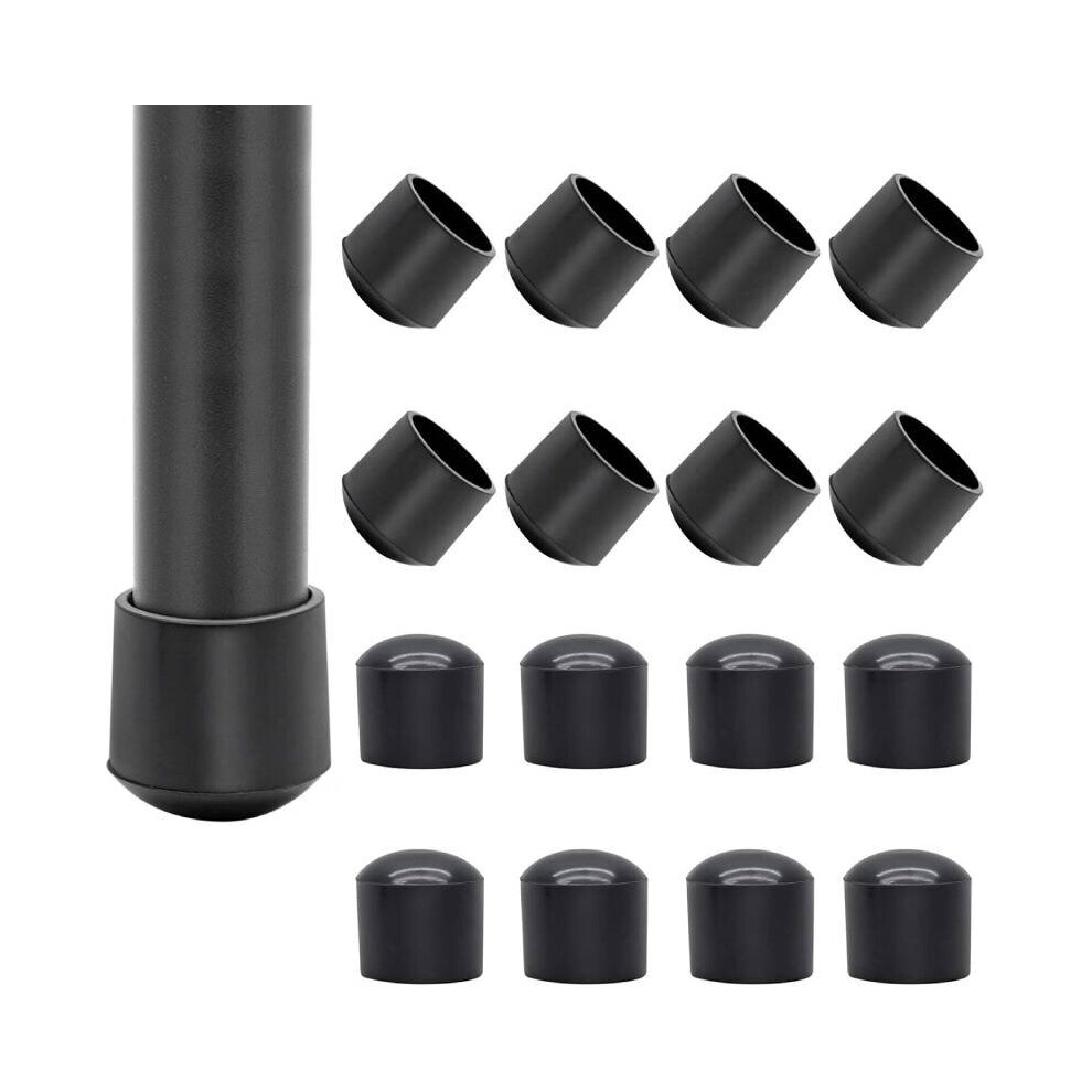 20Pcs Round Chair Leg End Cap Pvc Anti-Slip Furniture Leg Covers Black Floor Protector Pads Anti-Scratch Rubber Table Feet Tips 5063131208863