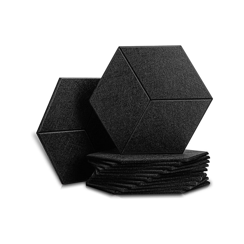 12 Pcs Acoustic Panel Sound Insulation Board,Hexagon Sound Insulation Pad,For Sound Insulation &Acoustic Treatment,Black 5063131265811