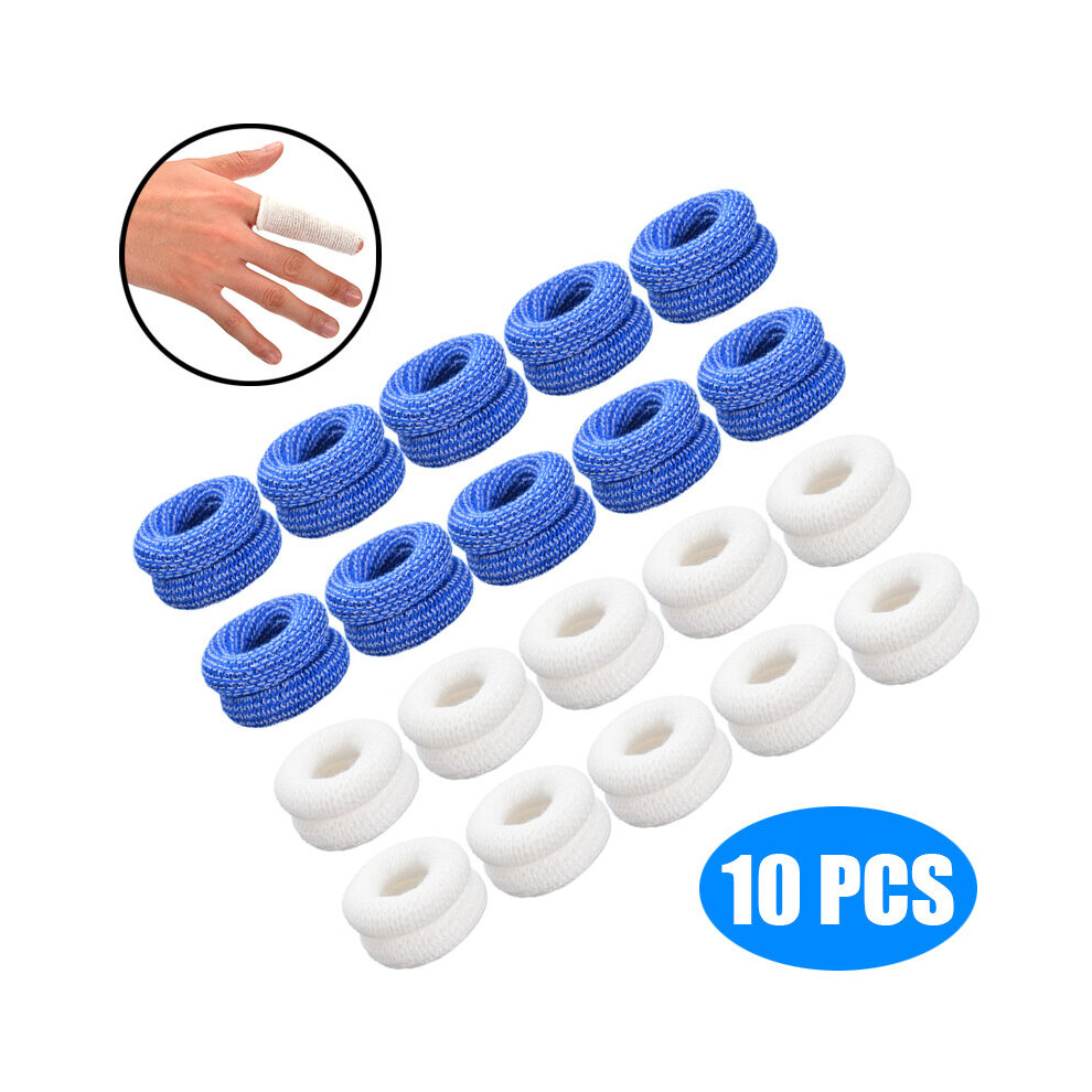 Wejoy White/Blue 10Pcs Finger Bandage Finger Bobs Cots Buddies Dressings First Aid Tubular Bandage 15X600mm For Use Beneath A Finger Cot
