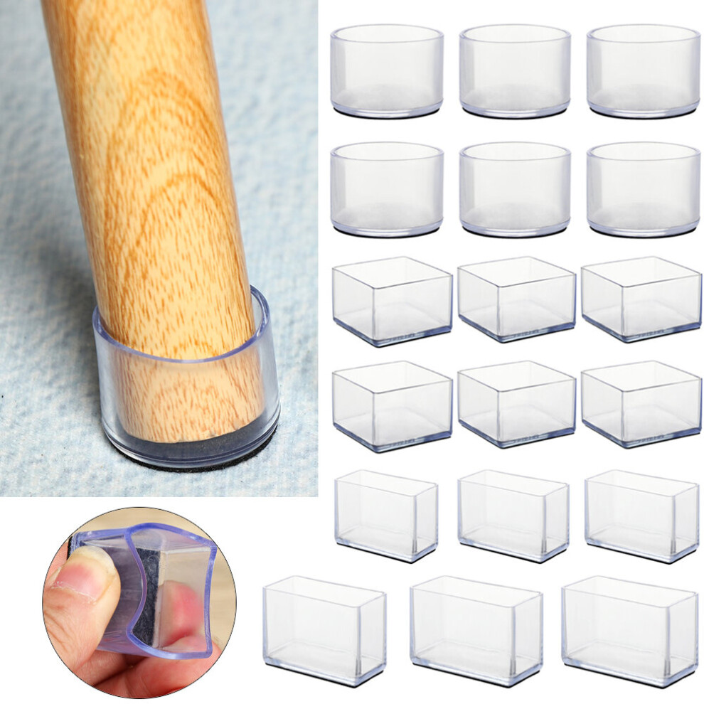 4Pcs Rubber Square Rectangle Chair Leg Caps Table Foot Dust Cover Floor Protector Pads Socks Pipe Plugs Furniture Leveling Feet 5063131209006