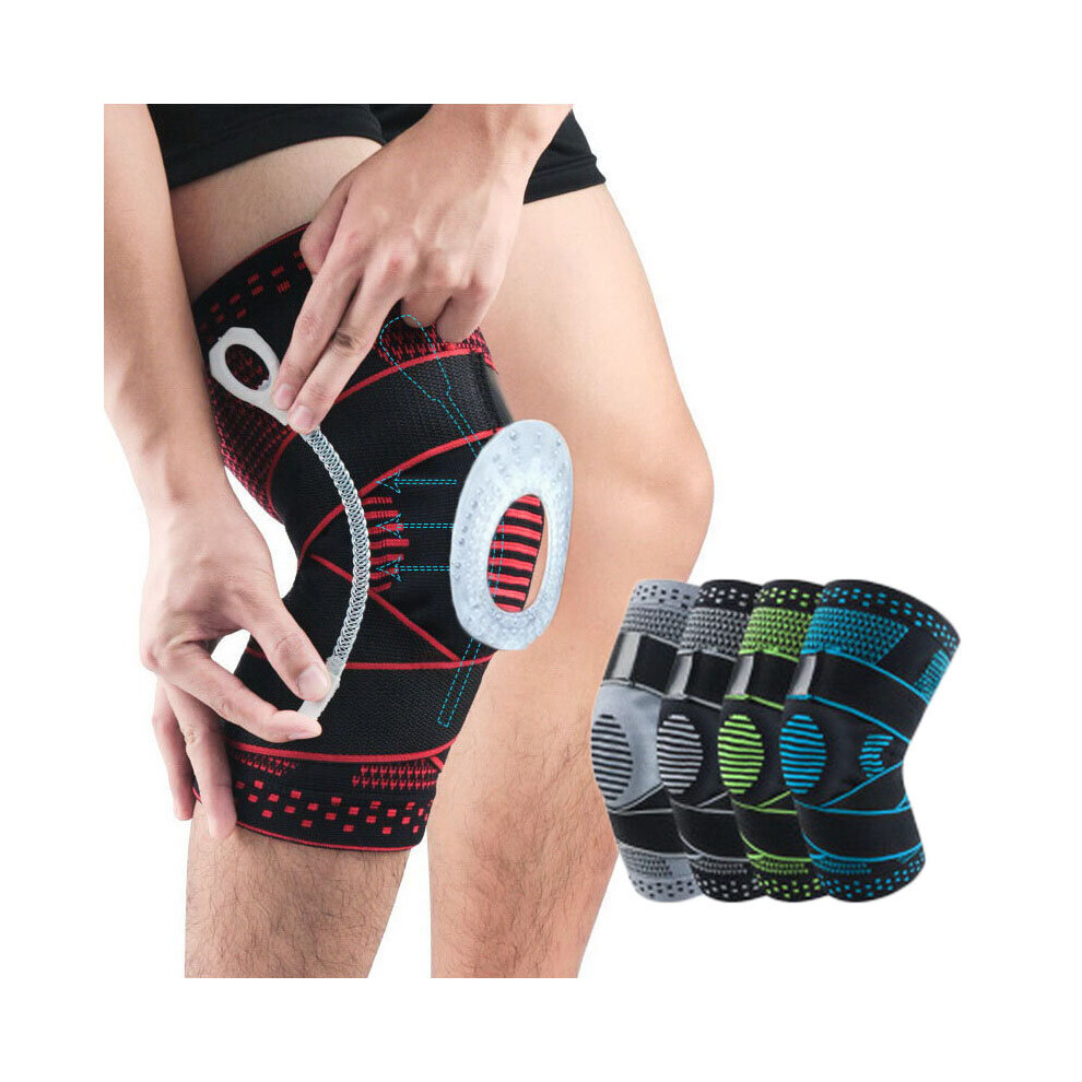 Wejoy Black/Gray/Green 1Pcs Patella Knee Protector Silicone Springs Support Bandage Knee Brace Sleeve Sports Basketball Knee Pad Tennis Cycling Fitness